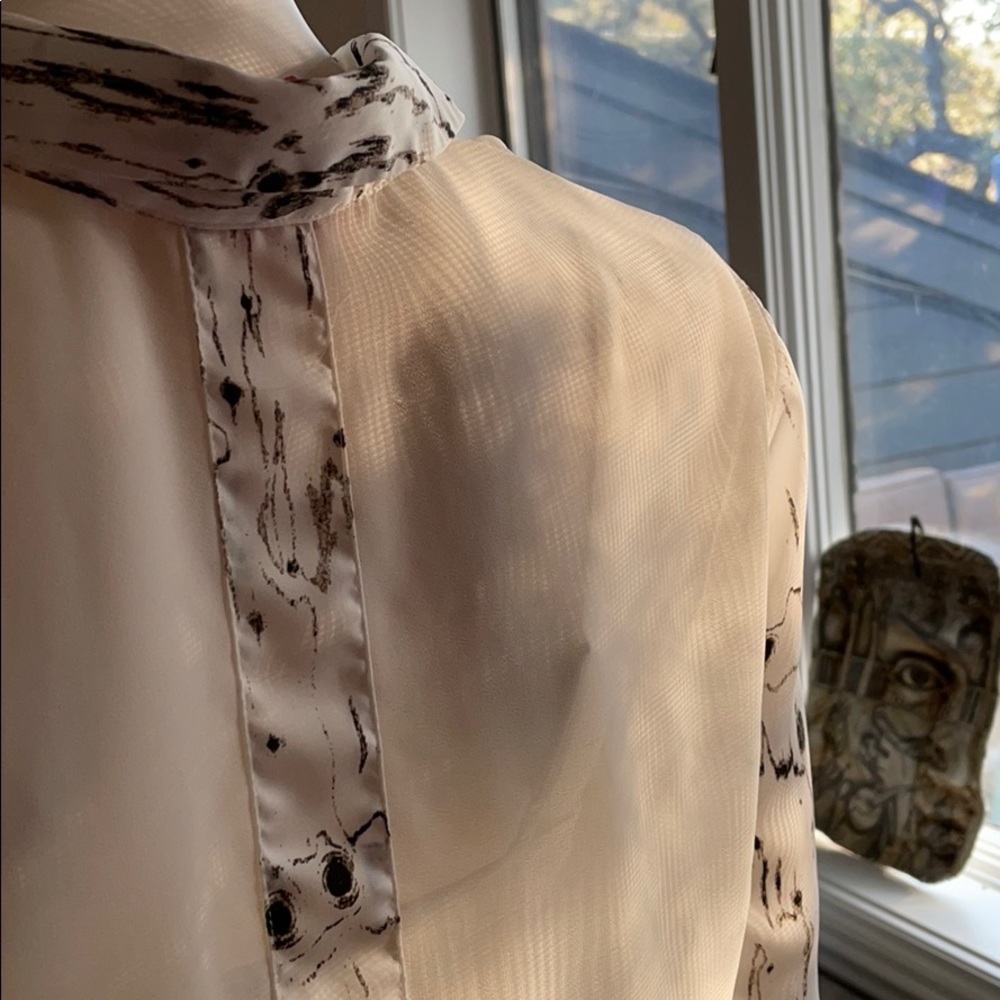 Dkny Button Up Patterned Blouse Size S - image 5